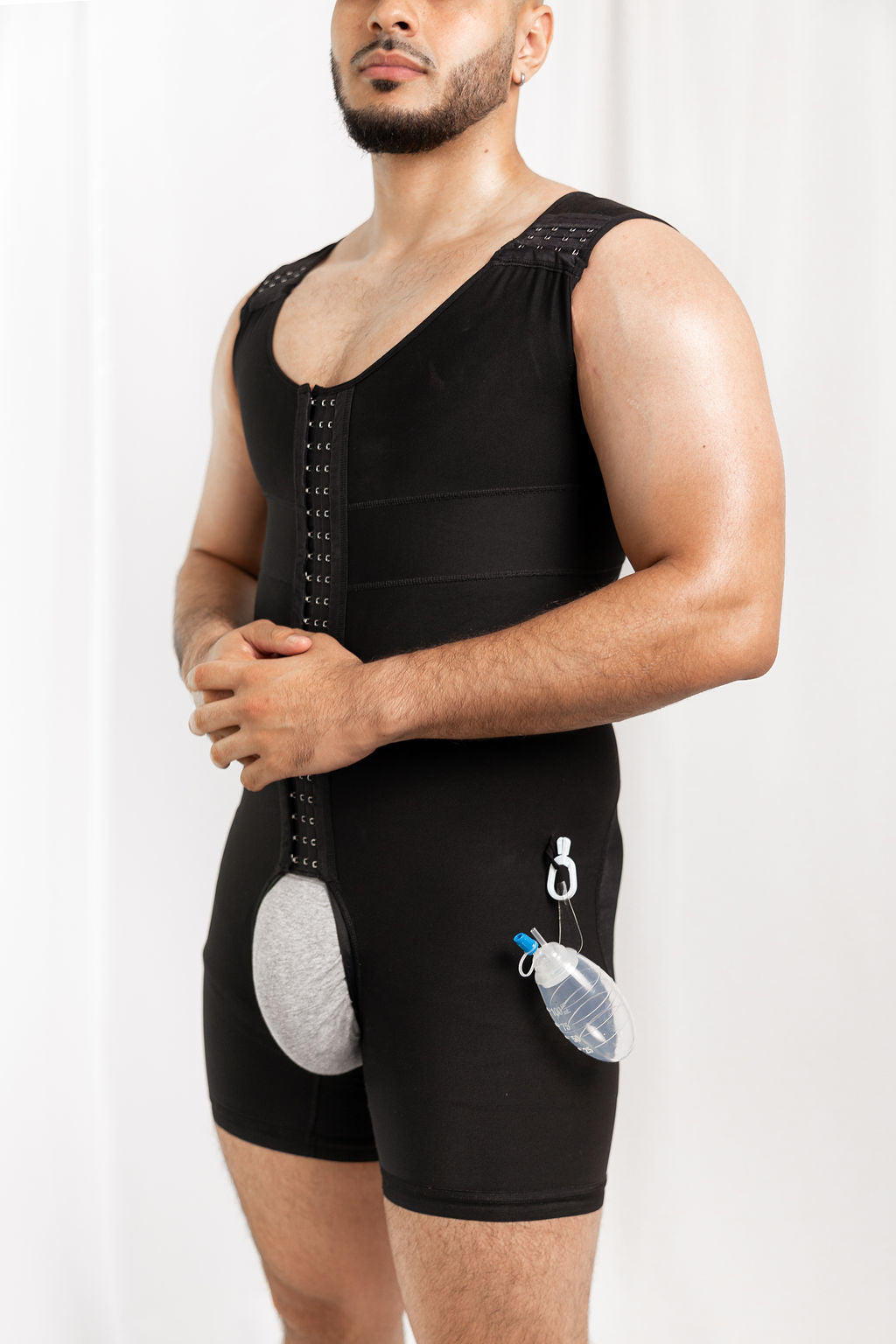 Male Model Showcasing post Surgical Garment Compression Body Suit